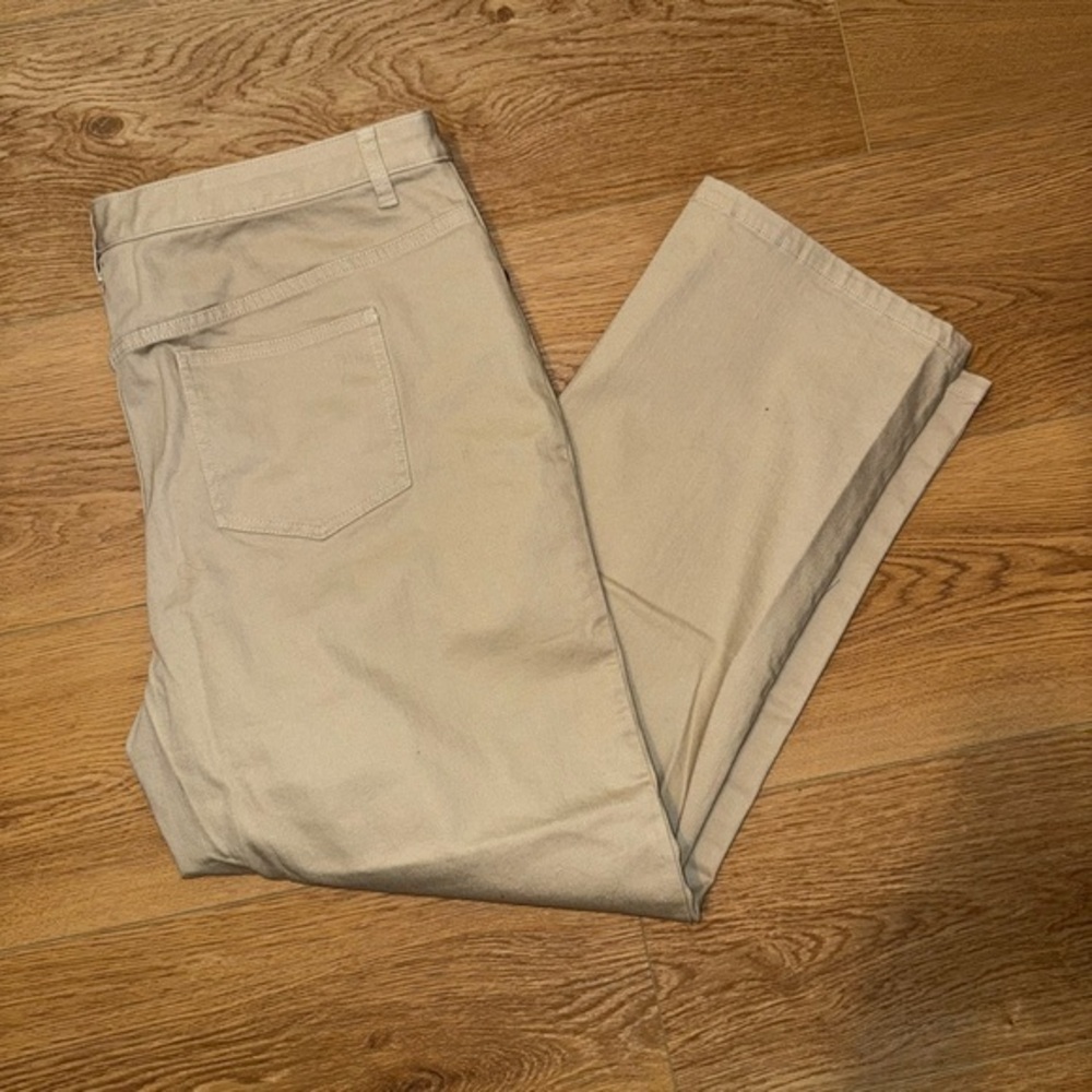CI Banks Plus High Rise Denim Tan Khaki Pants Wide Leg Jeans Size 20W - Picture 1 of 7